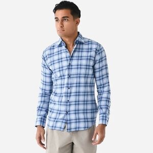 Peter Millar Crown Men Stone Lake Cotton Sport Shirt Button Cottage Blue Med